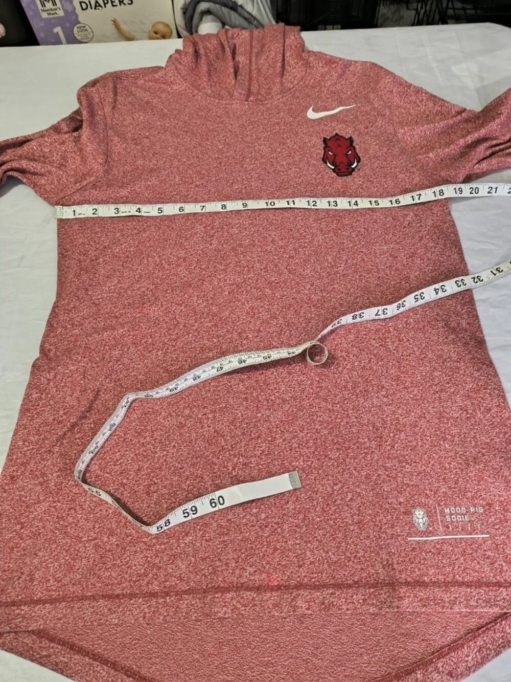 Arkansas Razorback The Nike Tee Long Sleeve Hooded Red Pig Sooie Women's Small - Picture 8 of 12